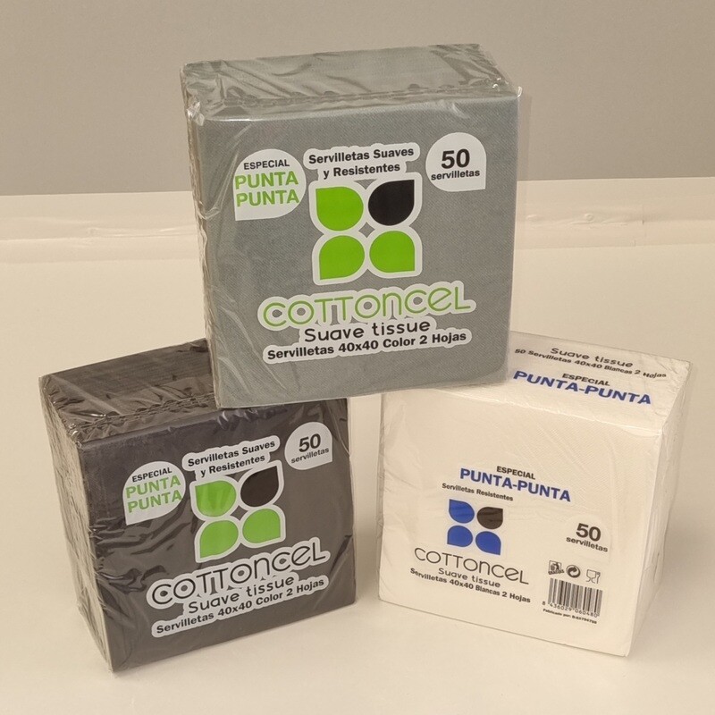 SERVILLETA 40X40 P&amp;P 2H NEGRO,GRIS O BLANCO 50UD(CONSULTAR COLORES)