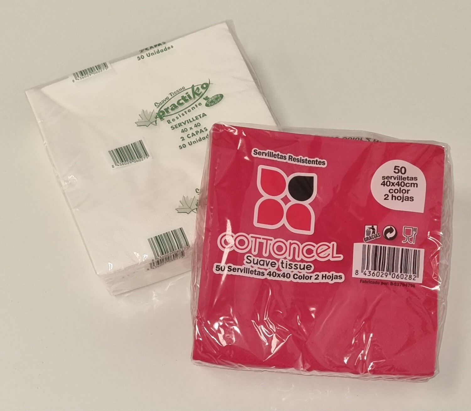 SERVILLETA 40X40 TISSUE 2H 50UD, BLANCA,ROJA,SALMON (CONSULTAR COLORES)