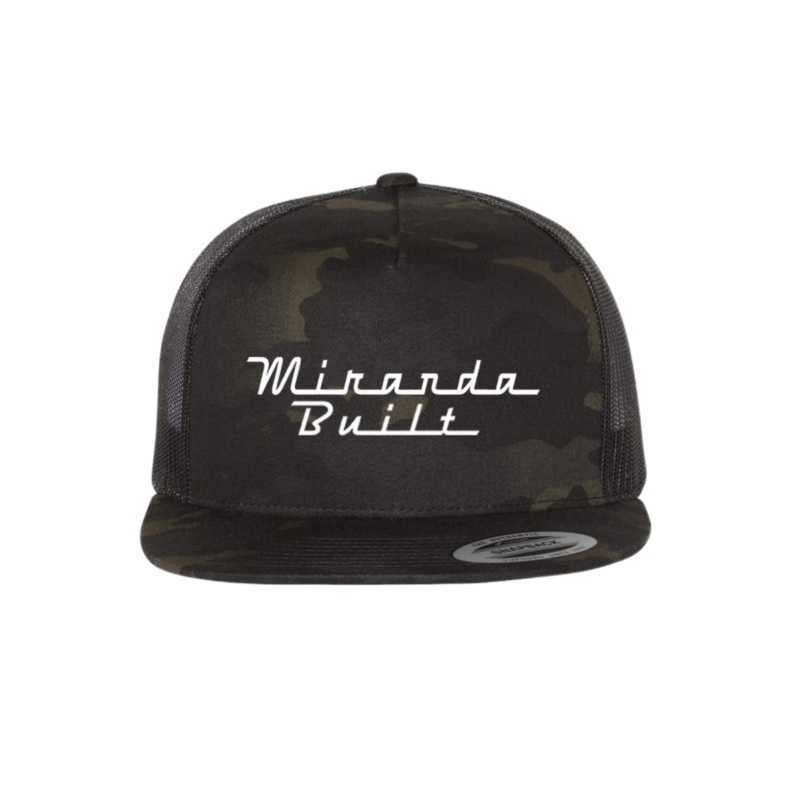 Black Camo Flat Bill Hat w/ Center Logo