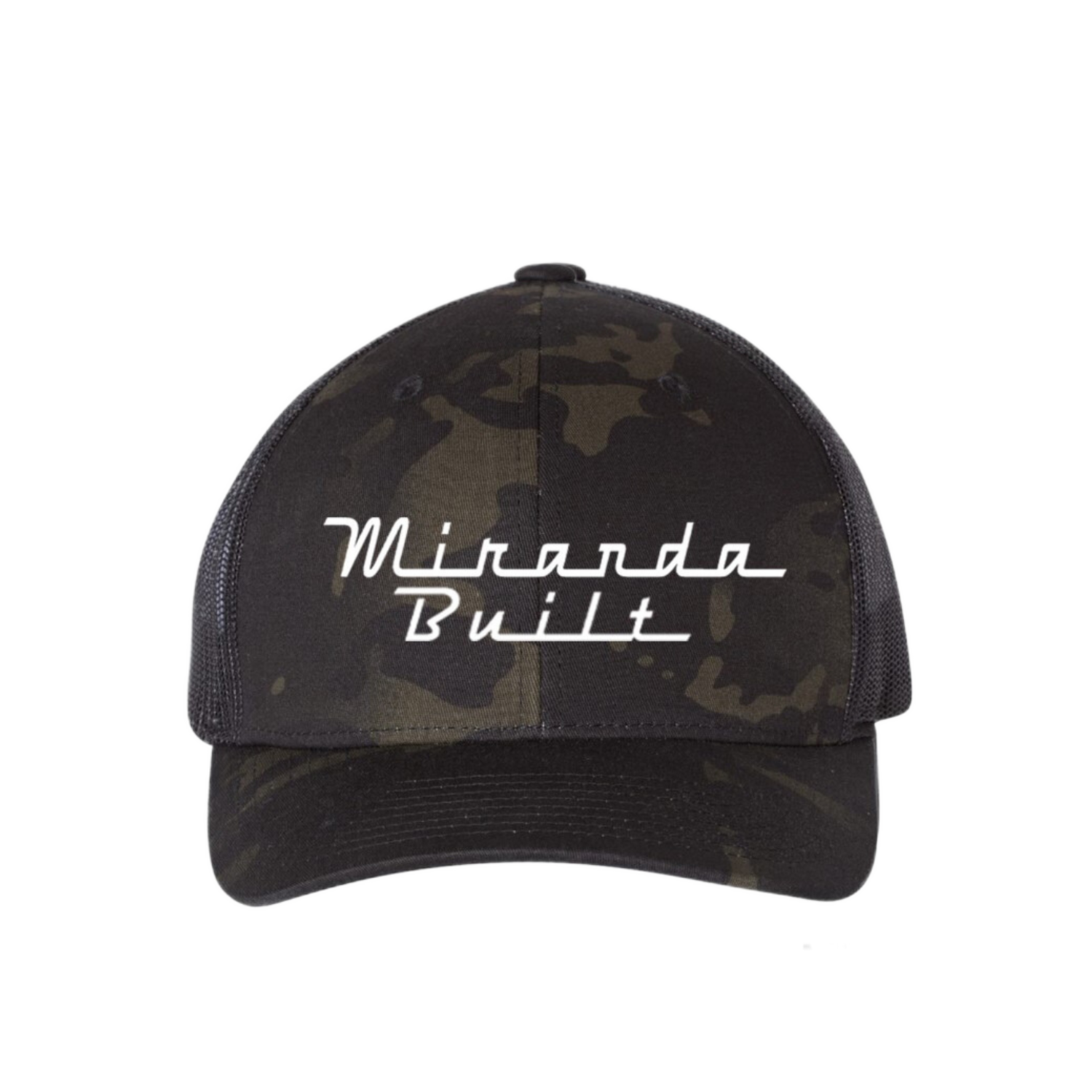Black Camo Round Bill Hat w/ Center Logo