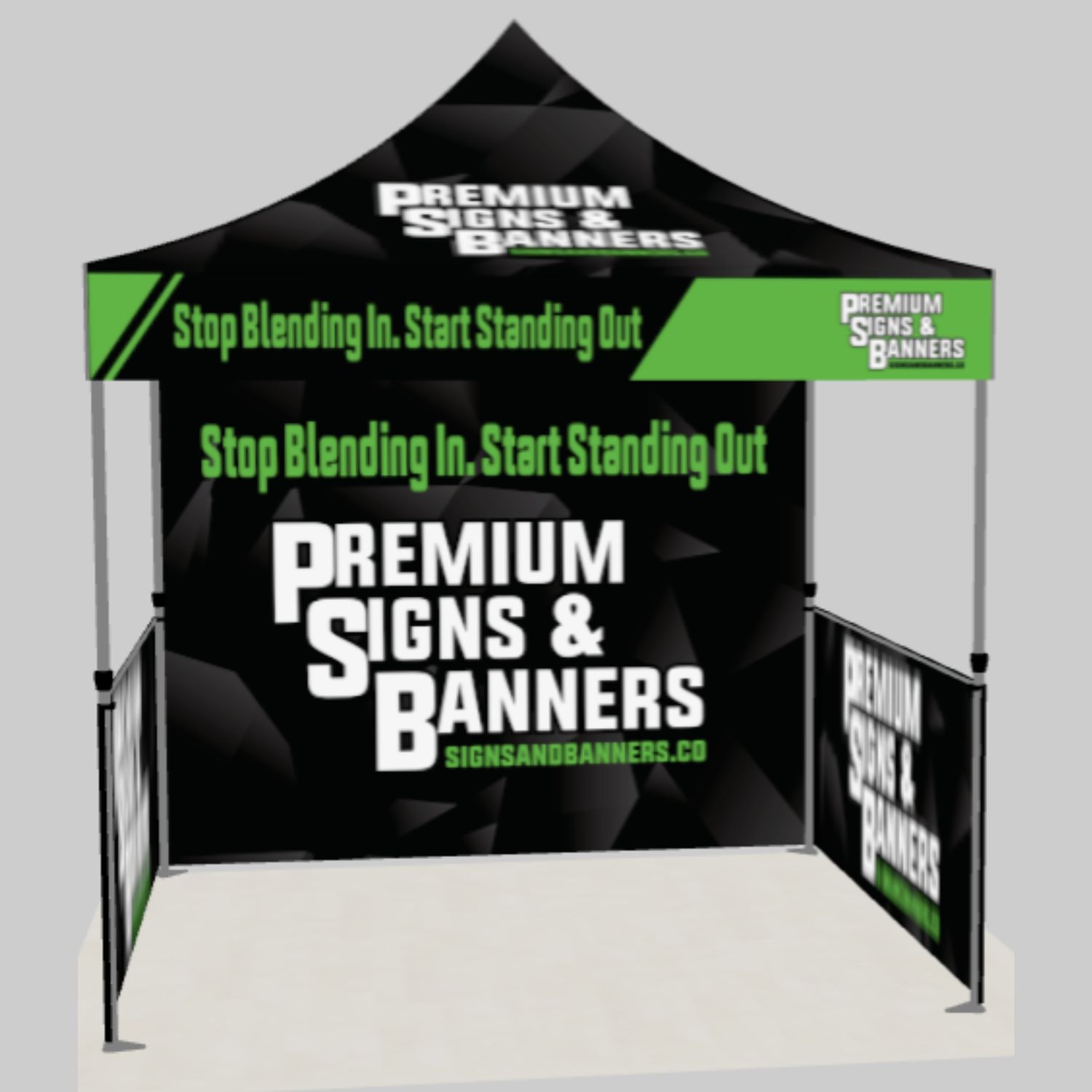 Custom Aluminum 10x10 Pop Up Canopy + Back Wall + Side Walls
