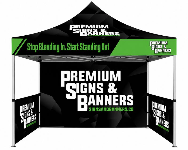 Custom Aluminum 10x10 Pop Up Canopy + Back Wall + Side Walls