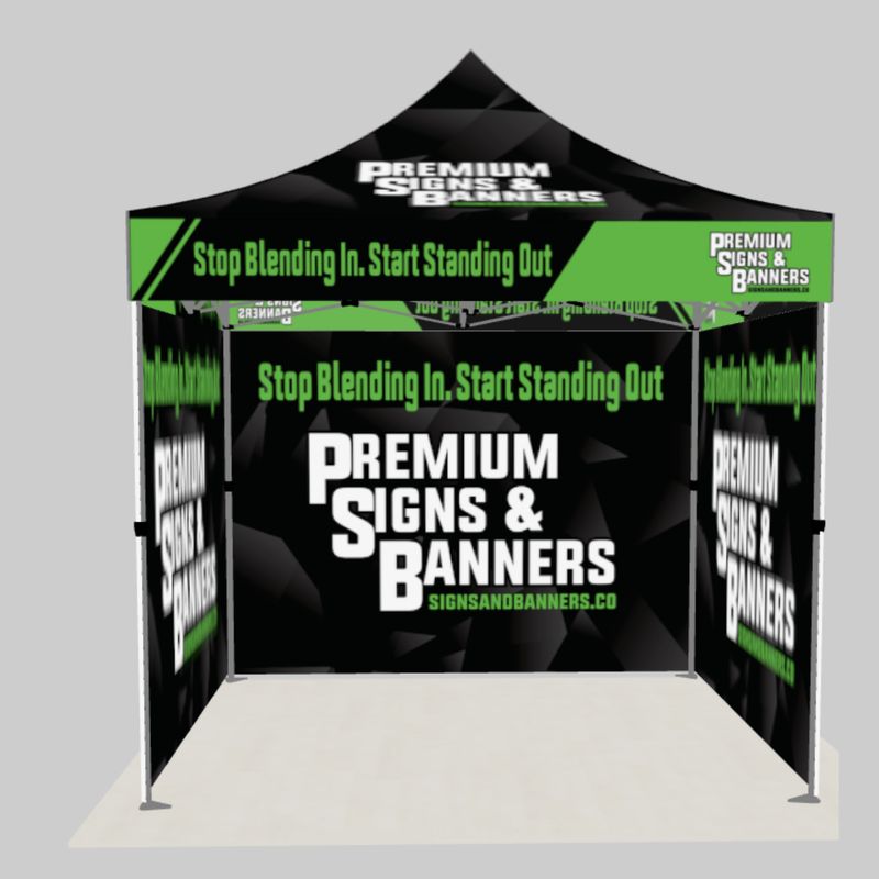 Custom Aluminum 10x10 Pop Up Canopy + Back Wall + Full Side Walls