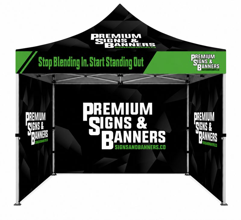 Custom Aluminum 10x10 Pop Up Canopy + Back Wall + Full Side Walls