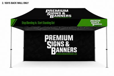 Custom Aluminum 10x15 Pop Up Canopy + Back Wall Custom Aluminum 10x15 Pop Up Canopy + Back Wall