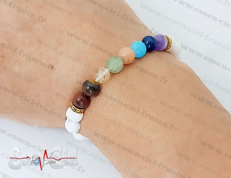 BRACELET 8 CHAKRAS + PIERRE DE LAVE (1ᵉʳ prix)