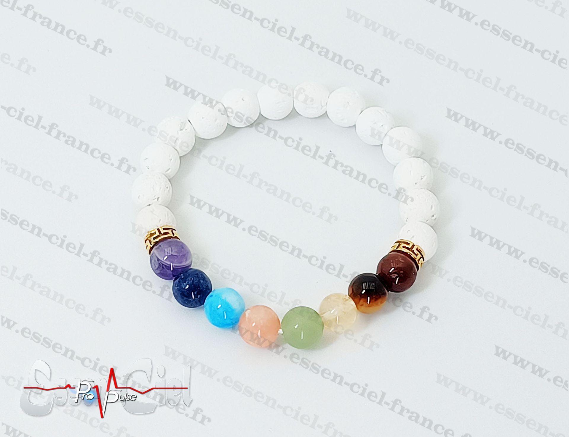 BRACELET 8 CHAKRAS + PIERRE DE LAVE (1ᵉʳ prix)