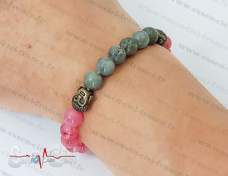 BRACELET QUARTZ CERISE + LABRADORITE- "Stress, calme"
