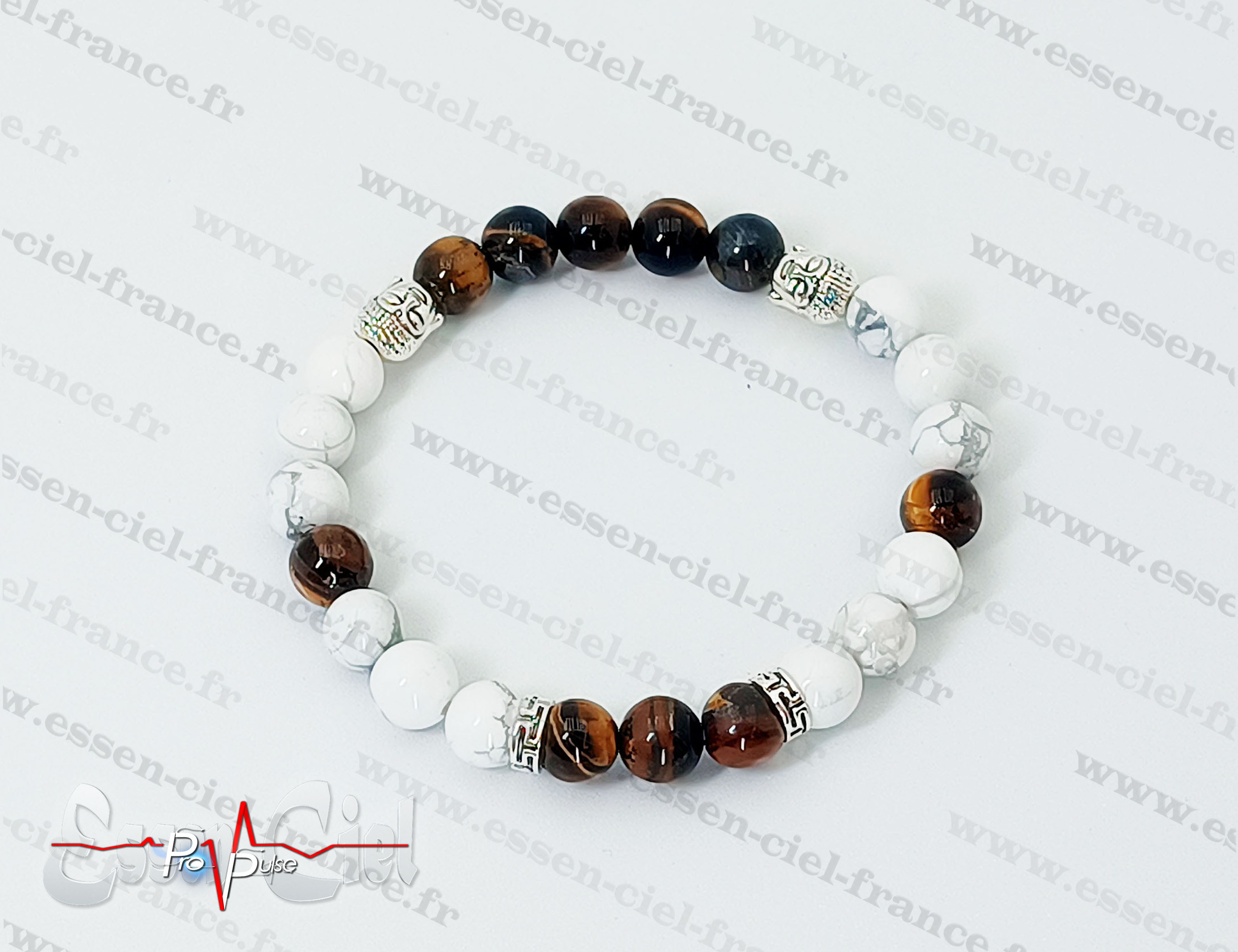 BRACELET ŒIL DE TIGRE + HOWLITE