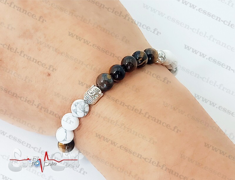 BRACELET ŒIL DE TIGRE  + HOWLITE "Confiance, stabilisant"