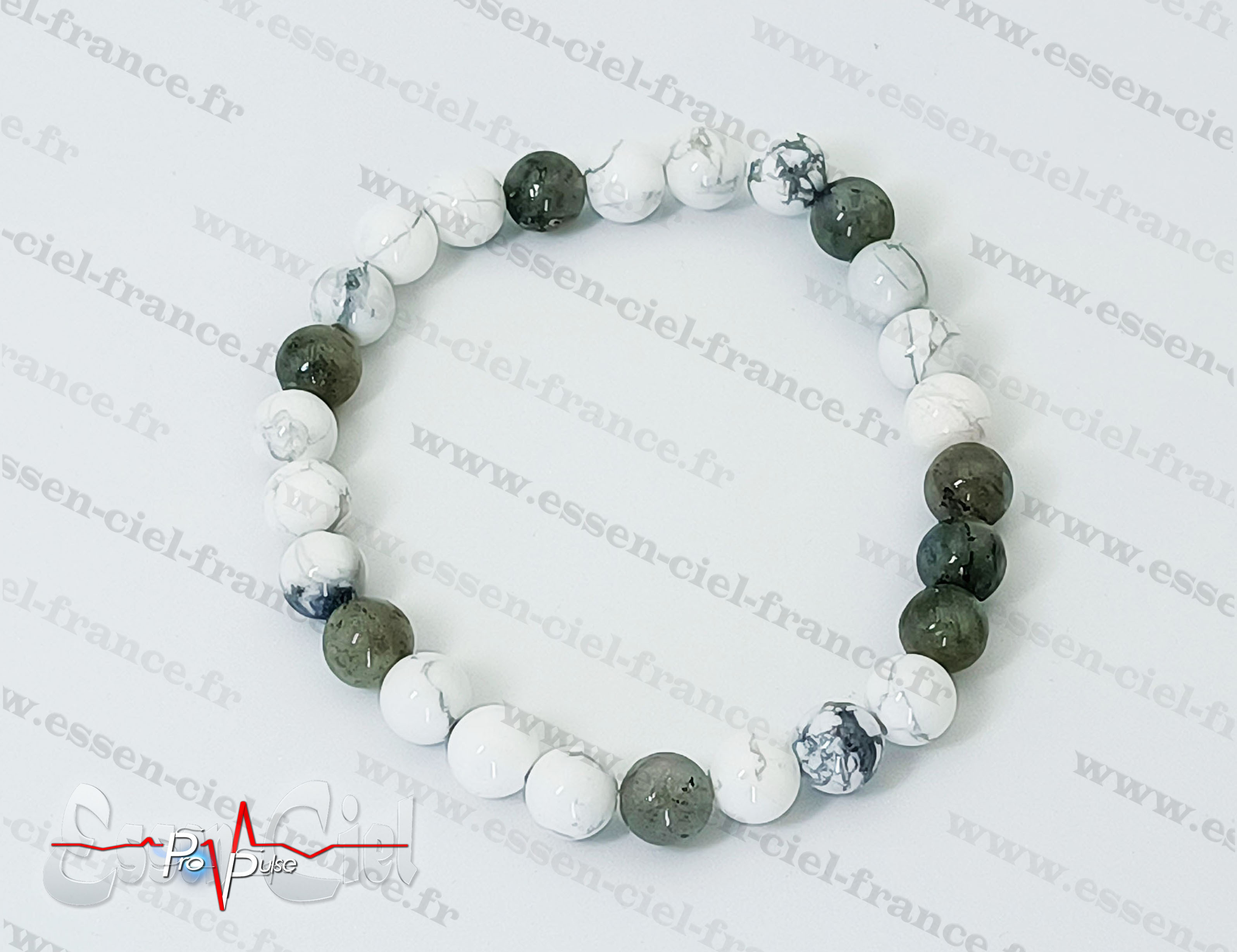 BRACELET HOWLITE + LABRADORITE