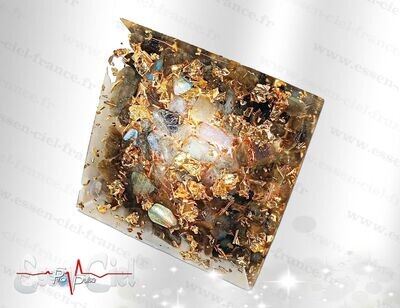 ORGONITE XL(50 m²). ARTISANALE - QUARTZ BLANC / OBSIDIENNE - Taille M