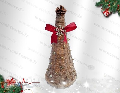 DÉCOR DE TABLE NOËL-SAPIN FICELLE LUMINEUX- 35cm