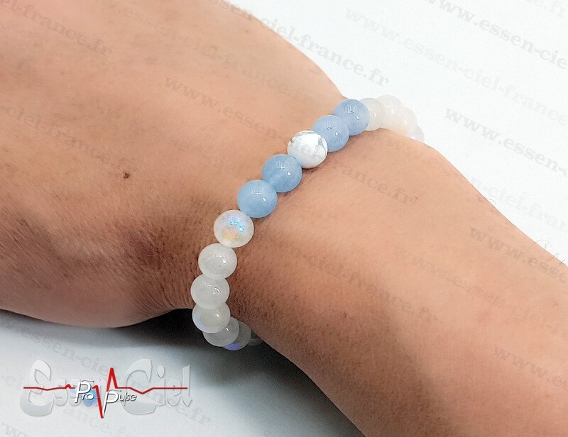 BRACELET PIERRE DE LUNE + AIGUE MARINE "Voyage intérieur"