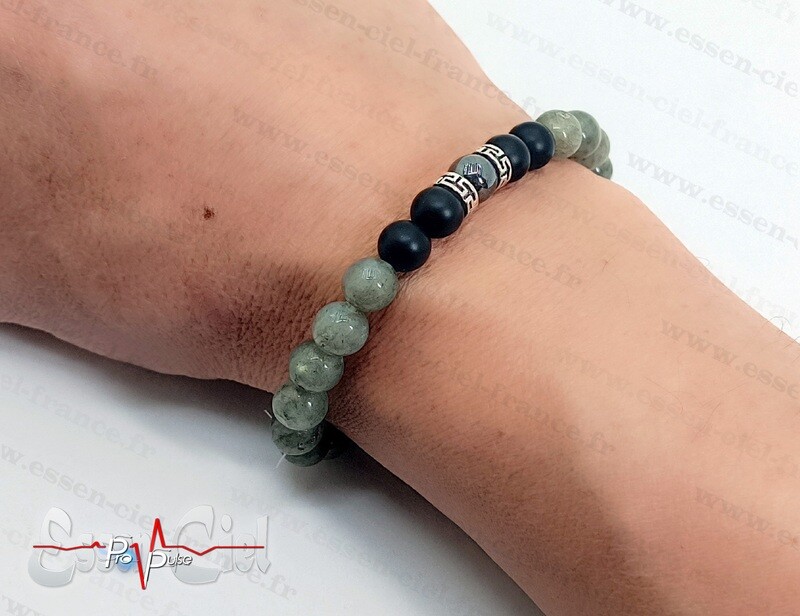BRACELET LABRADORITE + PIERRE DE LAVE "Protection / Enracinement"