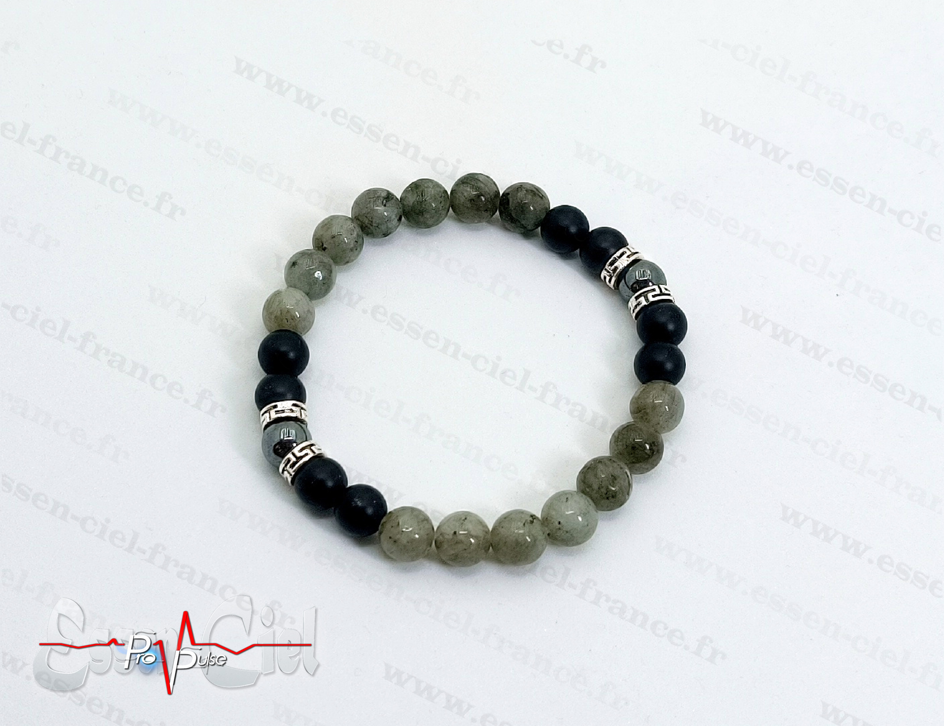 BRACELET LABRADORITE + PIERRE DE LAVE