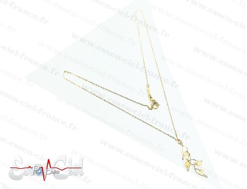 COLLIER FEUILLE - Plaqué Or - Citrine