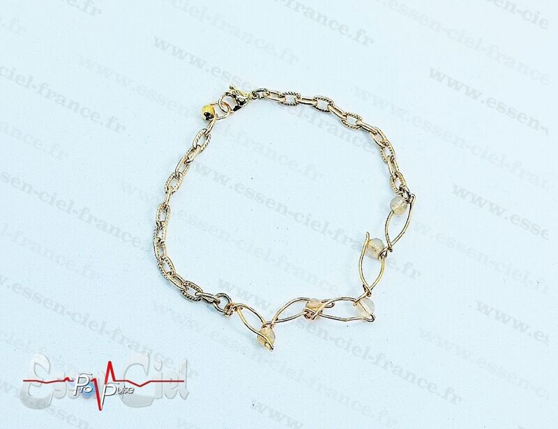 BRACELET FEUILLE - Plaqué Or - Citrine