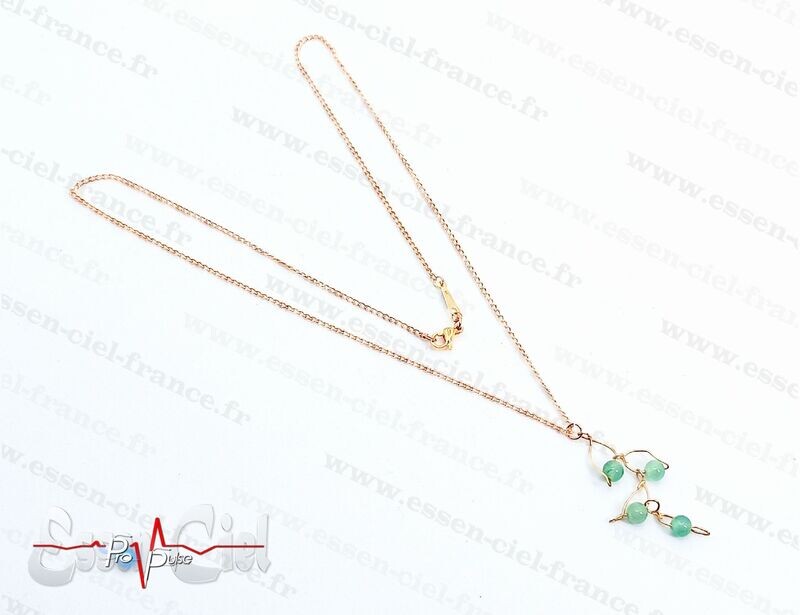 COLLIER FEUILLE - Plaqué Or - Aventurine