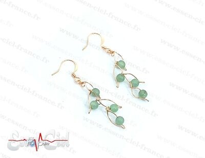 BOUCLES D'OREILLES FEUILLE - Plaqué Or - Aventurine