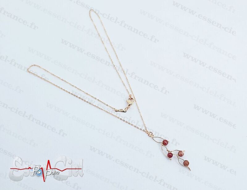 COLLIER FEUILLE - Plaqué Or - Jaspe / Yooperlite