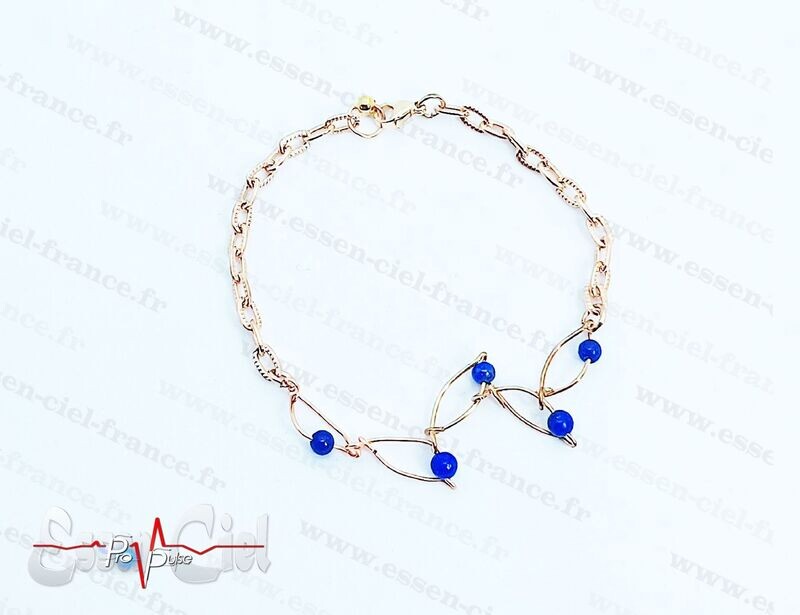BRACELET FEUILLE - Plaqué Or - Lapis Lazuli