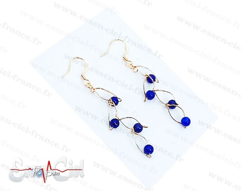 BOUCLES D'OREILLES FEUILLE - Plaqué Or - Lapis Lazuli