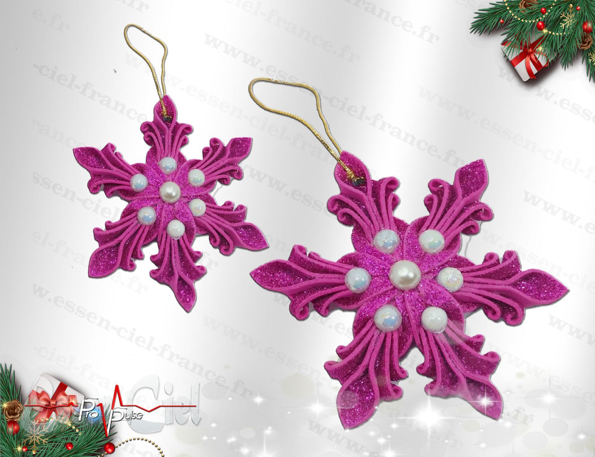 Suspension ÉTOILE DE NOËL - ROSE CLAIR - 12cm