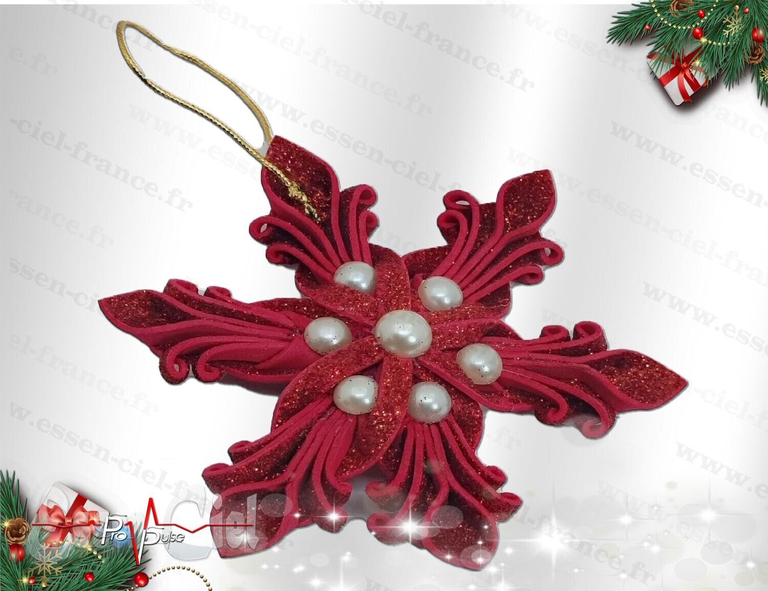 Suspension ÉTOILE DE NOËL - ROUGE FONCÉ - 12cm Suspension ÉTOILE DE NOËL - ROUGE FONCÉ - 12cm