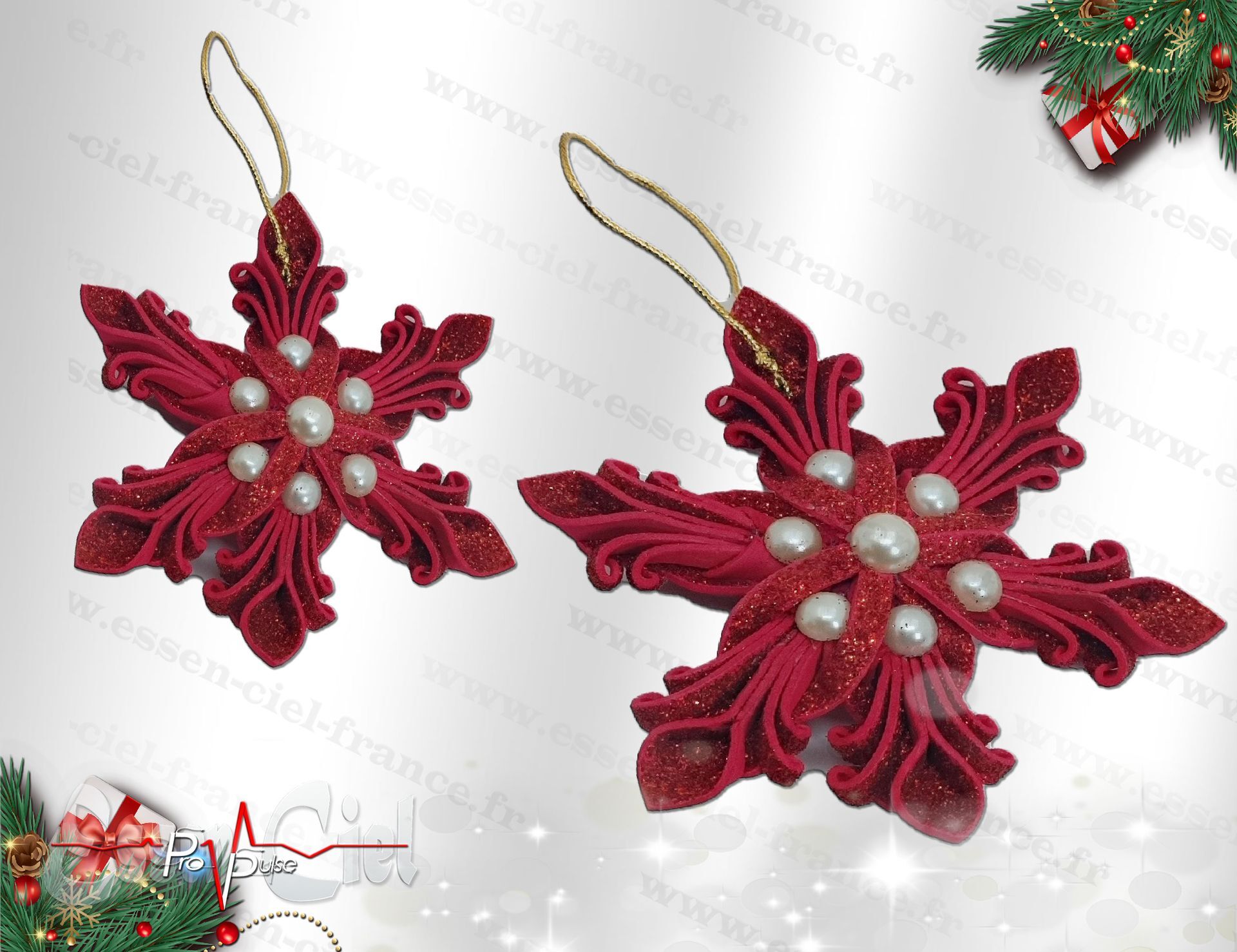 Suspension ÉTOILE DE NOËL - ROUGE FONCÉ - 12cm