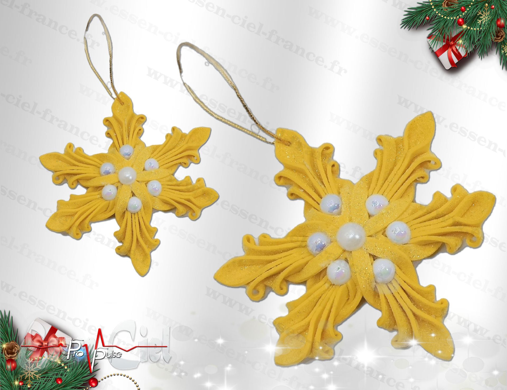 Suspension ÉTOILE DE NOËL - JAUNE - 12cm