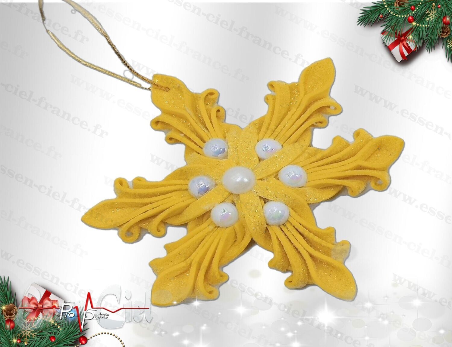 Suspension ÉTOILE DE NOËL - JAUNE - 12cm