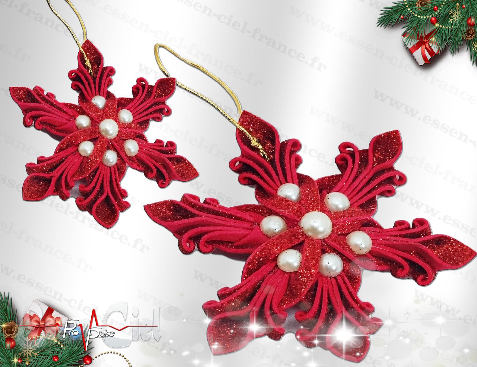 Suspension ÉTOILE DE NOËL - ROUGE CLAIR - 12cm