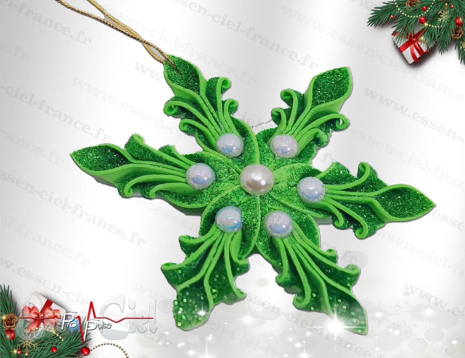 Suspension ÉTOILE DE NOËL - VERTE - 12cm