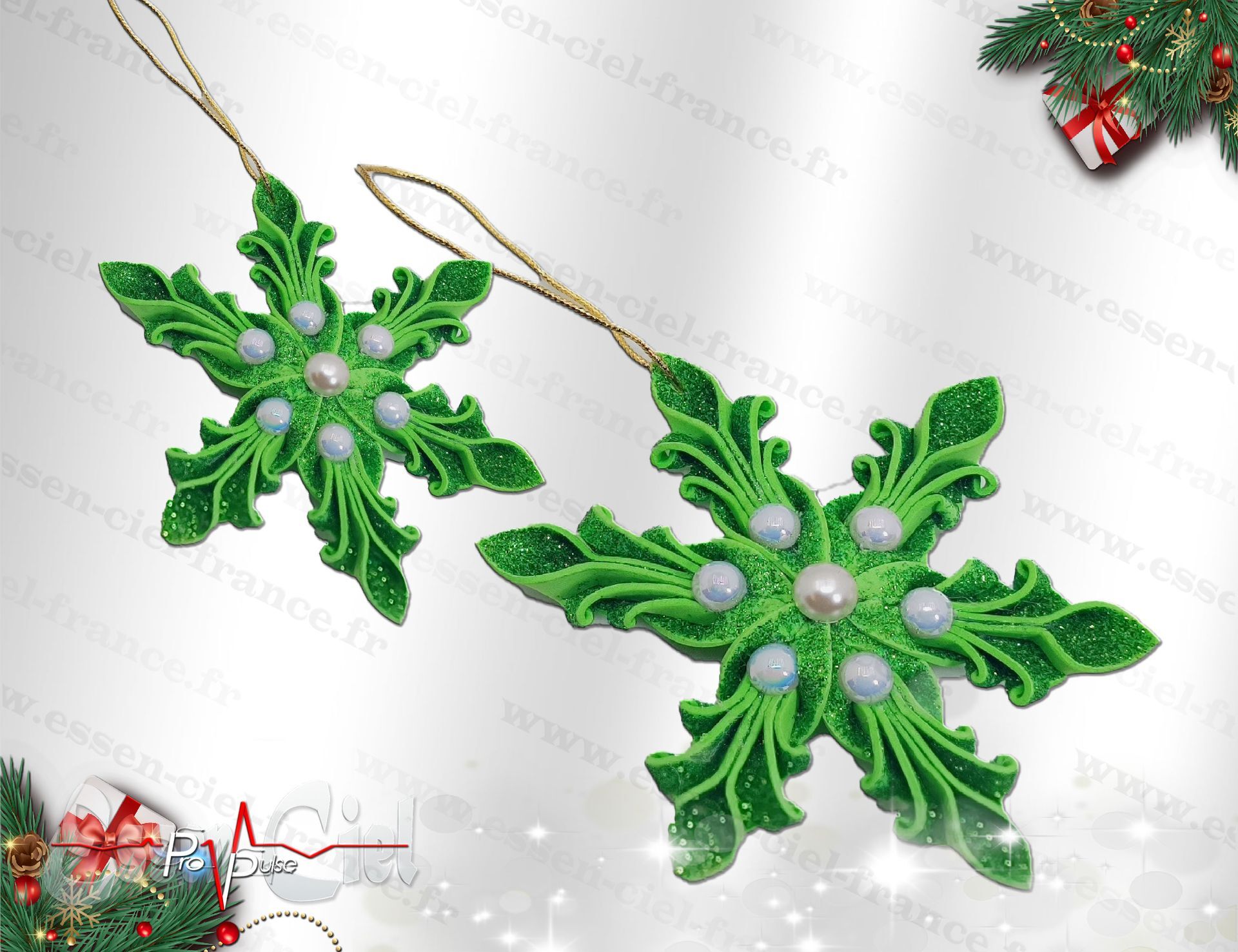 Suspension ÉTOILE DE NOËL - VERTE - 12cm