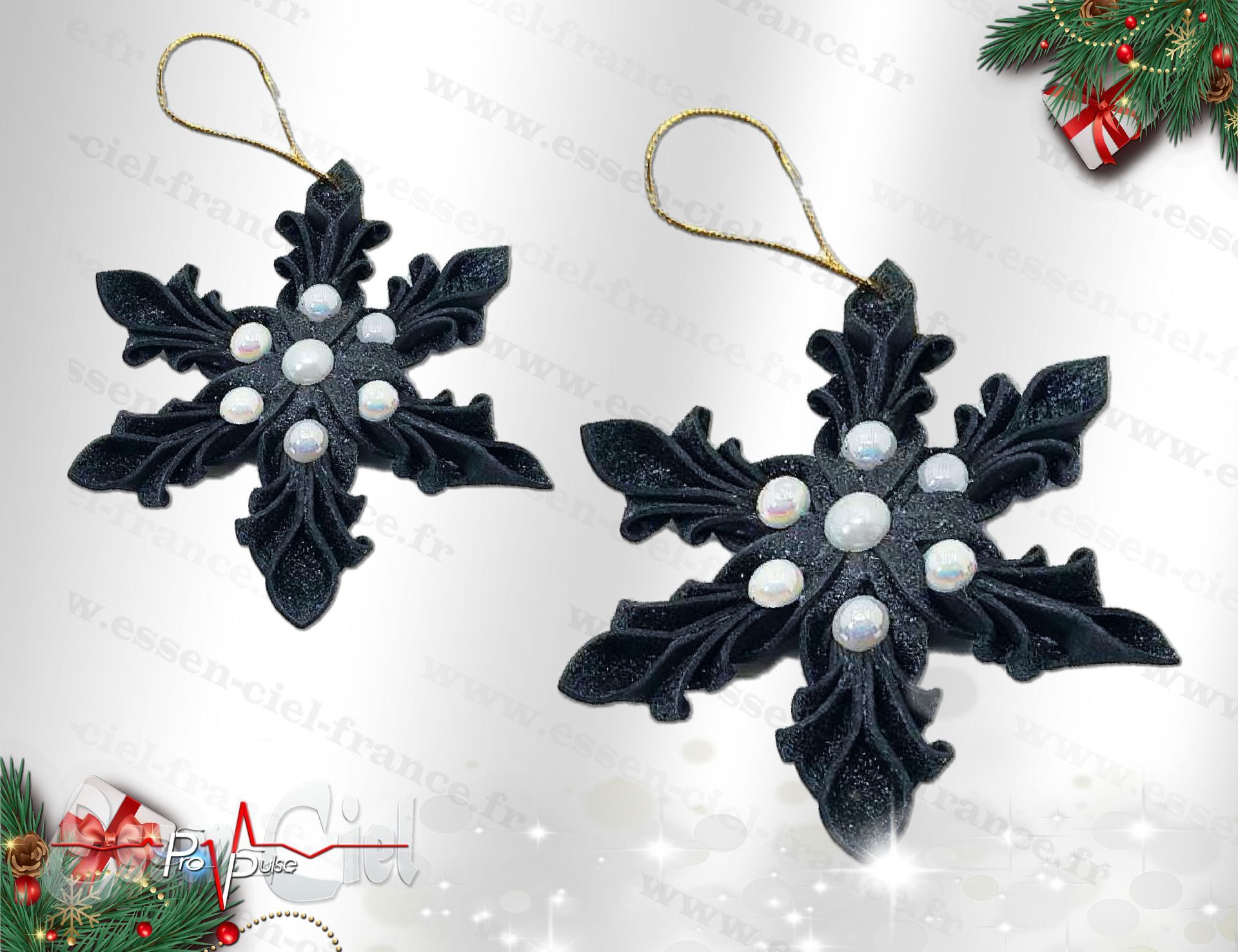 Suspension ÉTOILE DE NOËL - NOIRE - 12cm