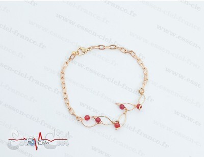 BRACELET FEUILLE - Plaqué Or - Cornaline