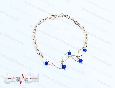 BRACELET FEUILLE - Plaqué Or - Lapis Lazuli