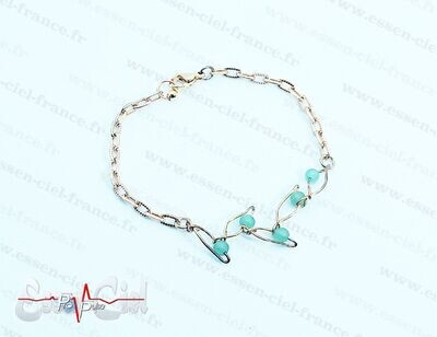 BRACELET FEUILLE - Plaqué Or - Aventurine