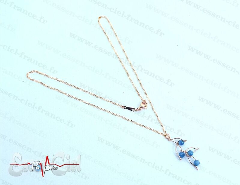 LIQUIDATION FIN DE SERIE - COLLIER FEUILLE - Plaqué Or - Aigue Marie