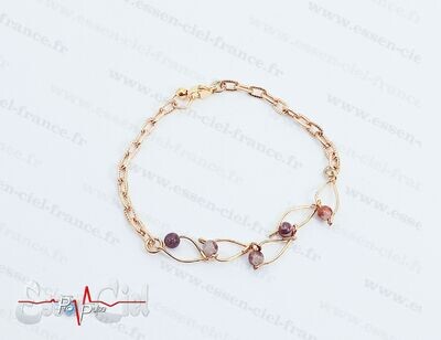 BRACELET FEUILLE - Plaqué Or - Yooperlite et Jaspe