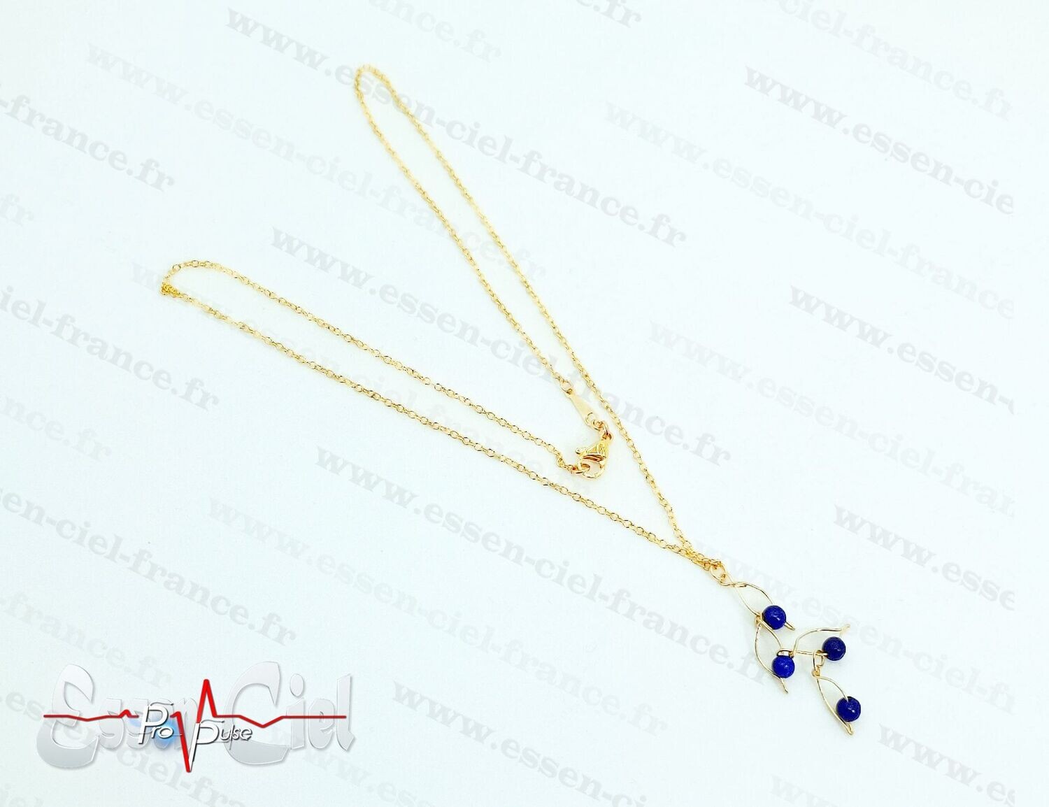 LIQUIDATION FIN DE SERIE - COLLIER FEUILLE - Plaqué Or - Lapis Lazuli LIQUIDATION FIN DE SERIE - COLLIER FEUILLE - Plaqué Or - Lapis Lazuli