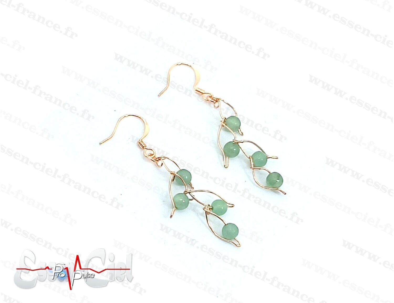 LIQUIDATION FIN DE SERIE- BOUCLES D'OREILLES FEUILLE - Plaqué Or - Aventurine LIQUIDATION FIN DE SERIE- BOUCLES D'OREILLES FEUILLE - Plaqué Or - Aventurine