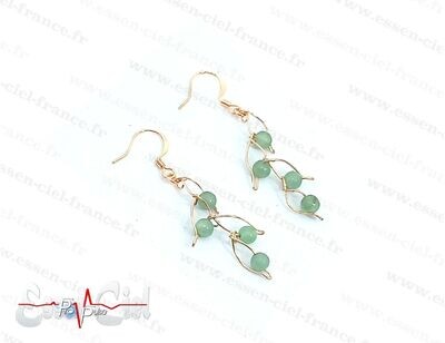 LIQUIDATION FIN DE SERIE- BOUCLES D'OREILLES FEUILLE - Plaqué Or - Aventurine LIQUIDATION FIN DE SERIE- BOUCLES D'OREILLES FEUILLE - Plaqué Or - Aventurine