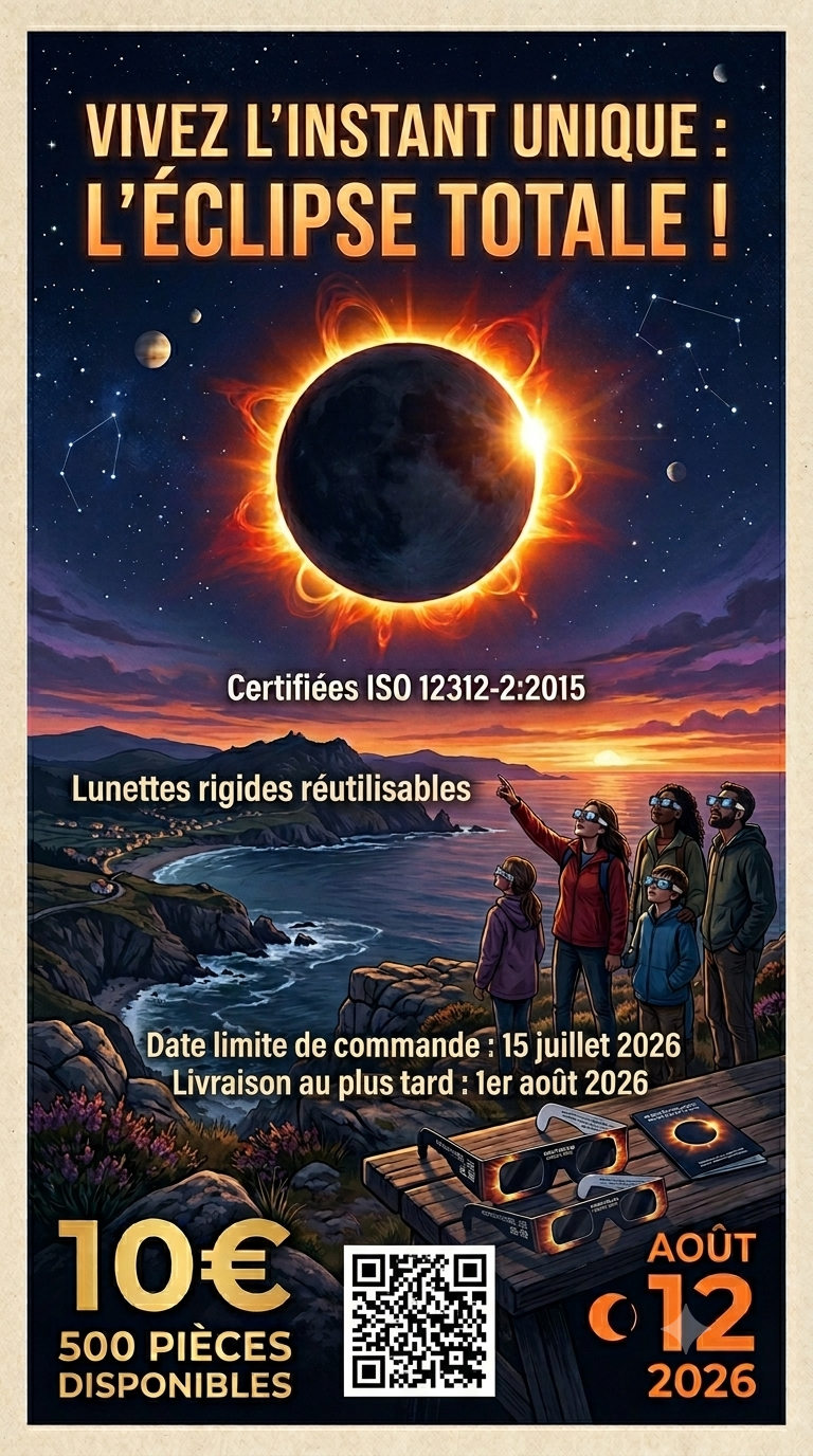 Lunette Eclispe Solaire 12 aout 2026