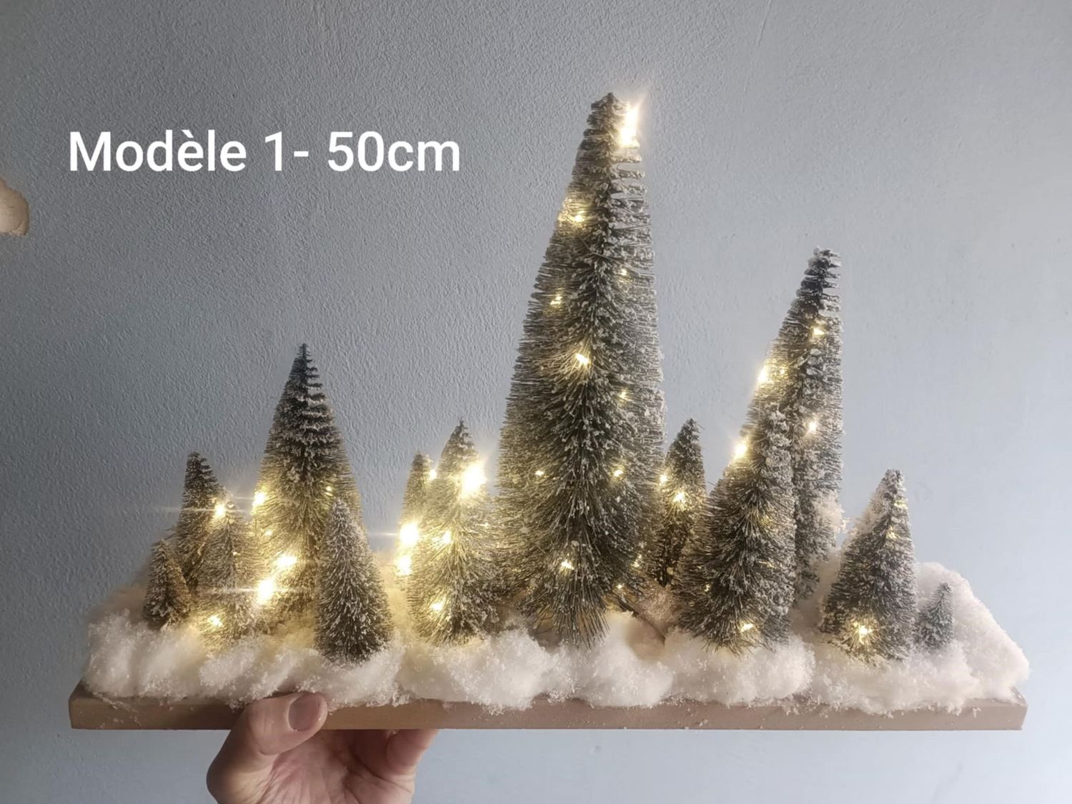 Décor de table - Sapin enneigés lumineux 50cm
