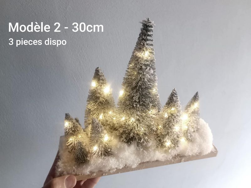 Décor de table - Sapin enneigés lumineux 30cm Décor de table - Sapin enneigés lumineux 30cm