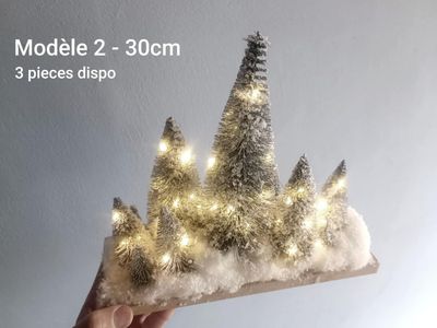 Décor de table - Sapin enneigés lumineux 30cm Décor de table - Sapin enneigés lumineux 30cm