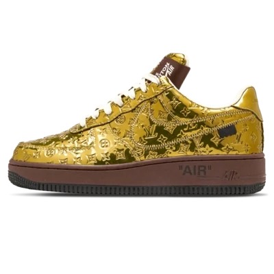 Louis Vuitton Nike Air Force 1 Low By Virgil Abloh Metallic Gold