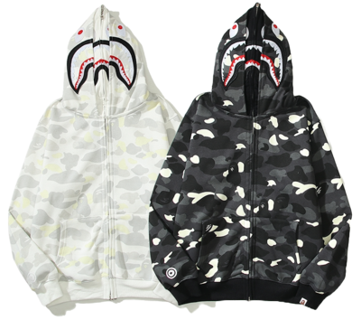 BAPE City Camo Shark Wide Full Zip Double Hoodie